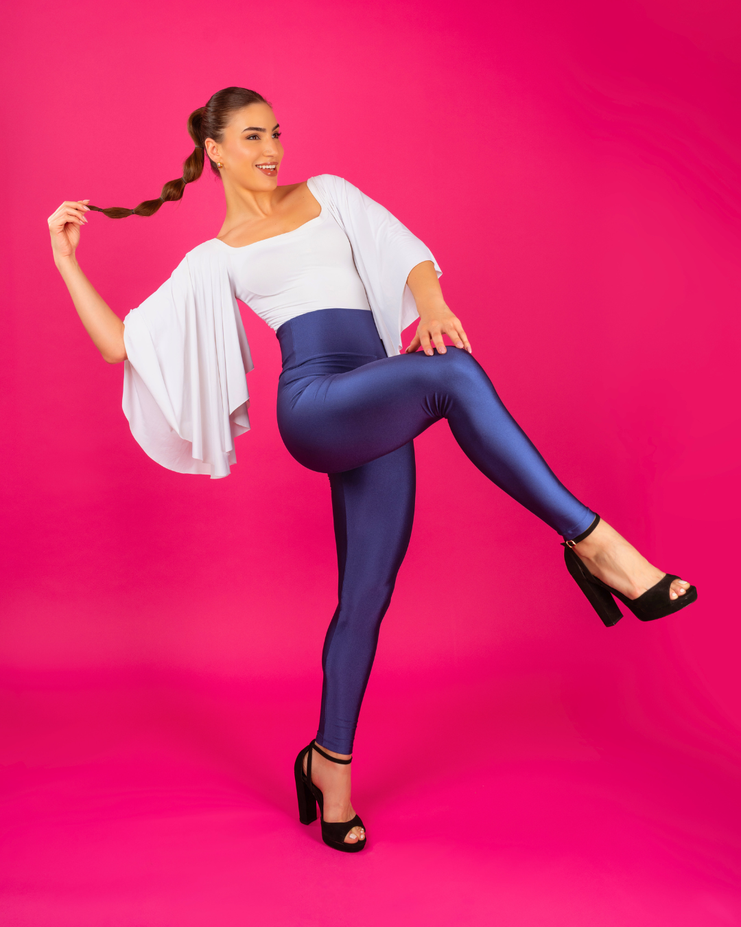 Glossy Leggings - Blue Jeans