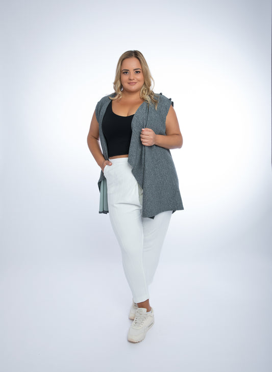 Aisha Long Vest Plus Size XL Jet Grey