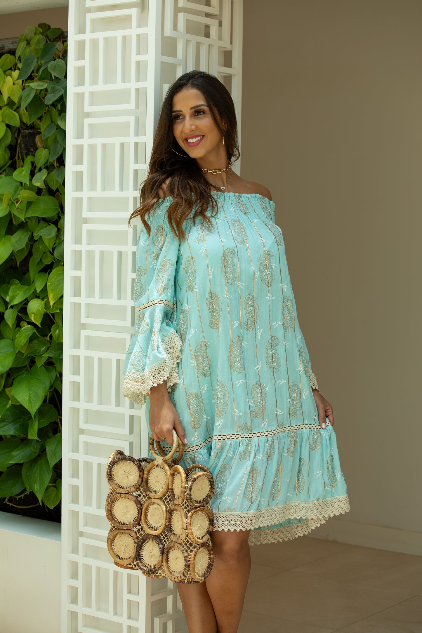 Mandala Dress Short Turquoise