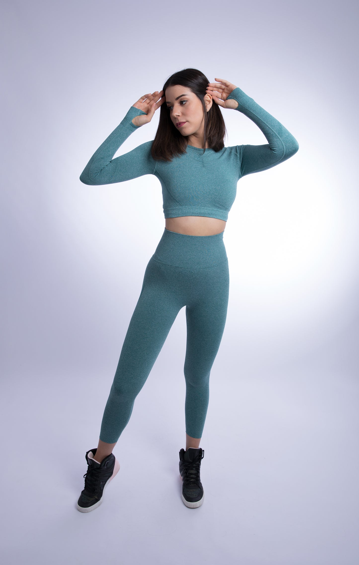 Alana Seamless Mesh Set Pine Green S