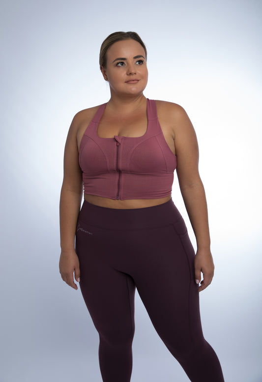 Federica Crop Top High Impact Sports Bra Plus Size XL Coral Rose