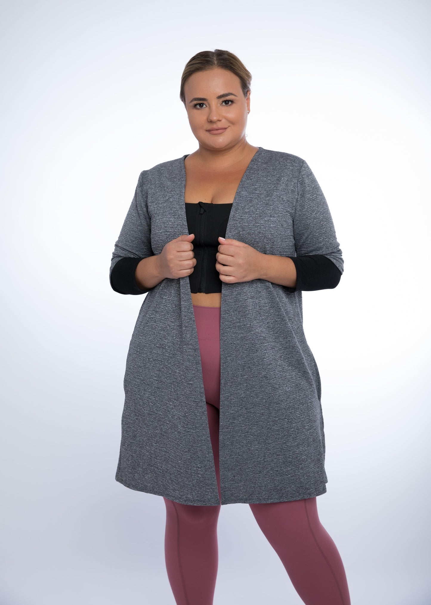 Alana Cardigan Plus Size XL Grey with Black