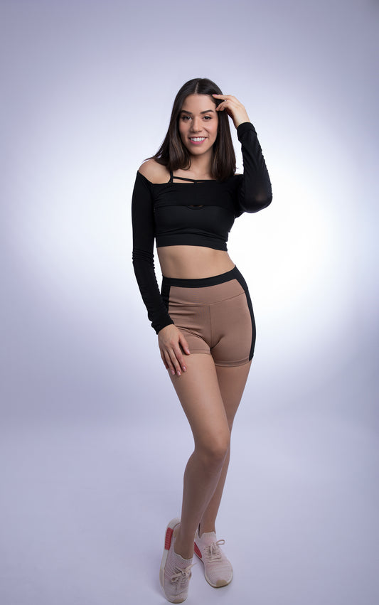 Medium Compression Andrea Shorts L Black with Nude
