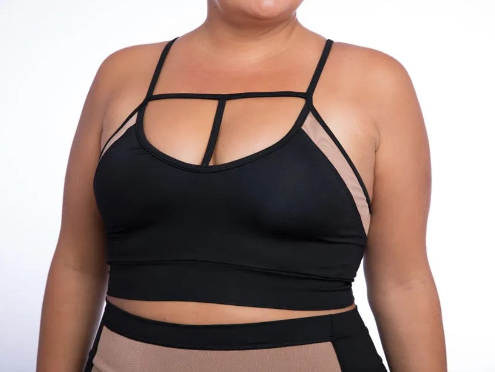 Medium Compression Andrea Top Plus Size XL Black with Almond