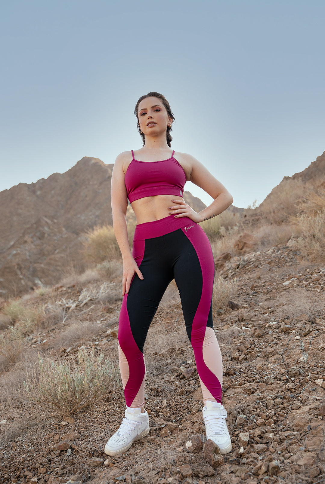 Antares sportswear set high waist gym leggings +sports bra S Maroon