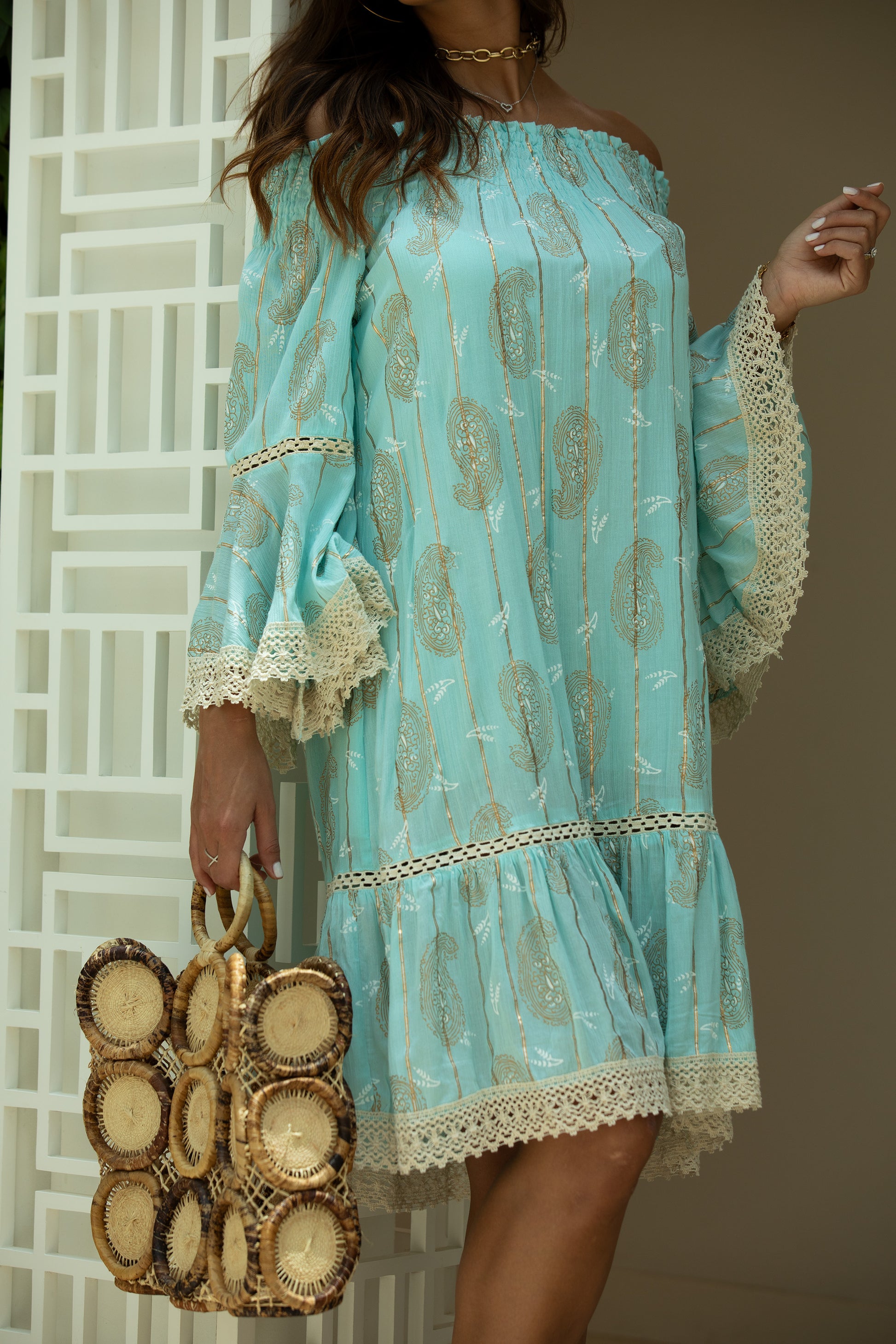 Mandala Dress Short Turquoise