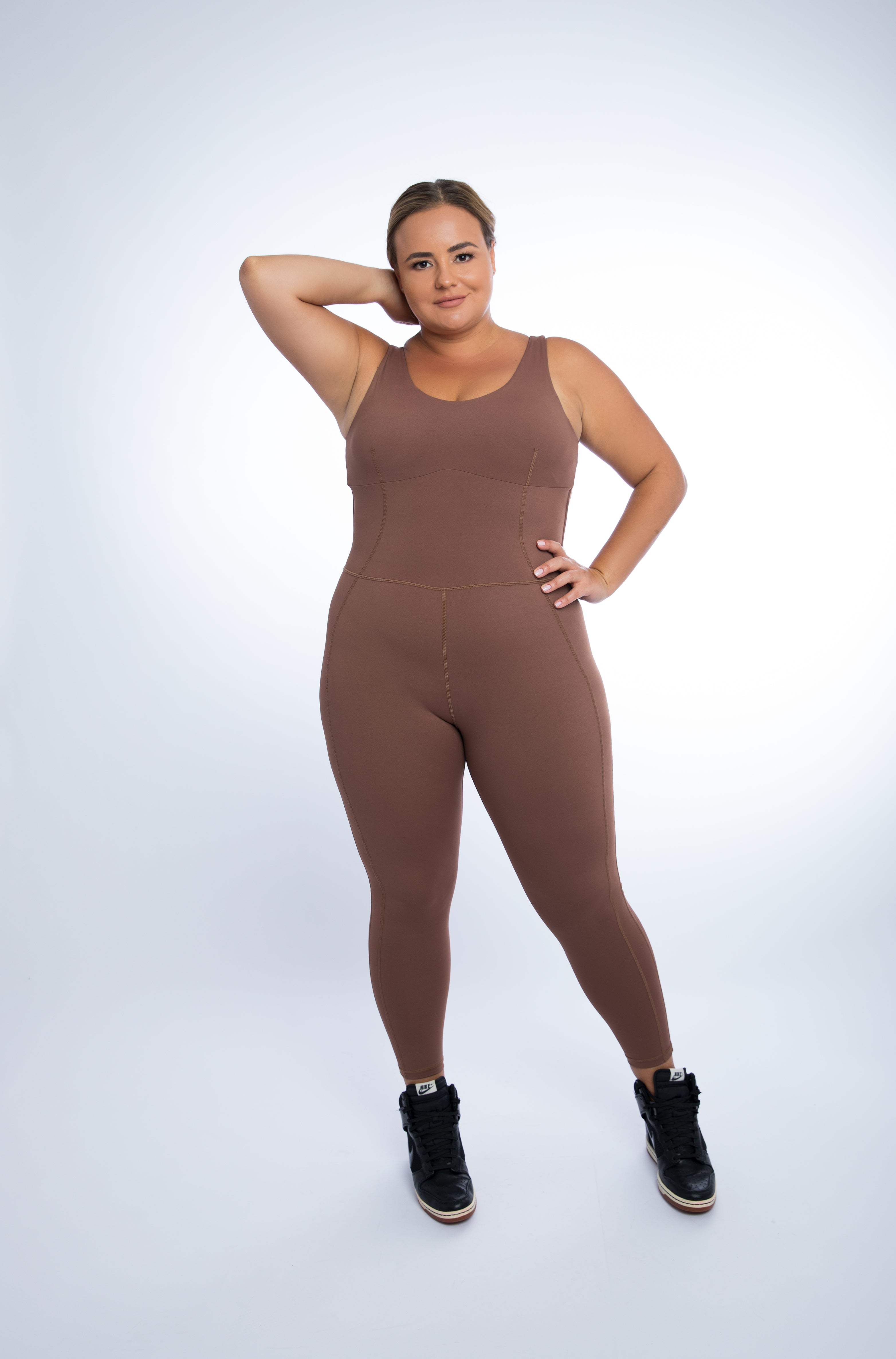 Tatiana Fitness Jumpsuit with Body Shaping Compression Baby Pink S